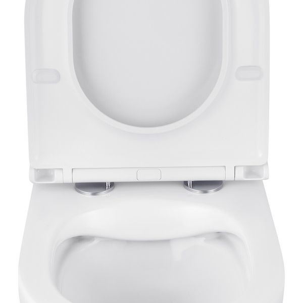 Комплект 4 в 1: Инсталляция Grohe Solido 2 в 1 38971000 + Панель смыва для унитаза Grohe Even Black 38966KV0 + Унитаз безободочный Kroner Harz WHI493736 RIMLESS с сиденьем Slim Duroplast / Soft-close (38971966KV0KH49R) CV036755 фото
