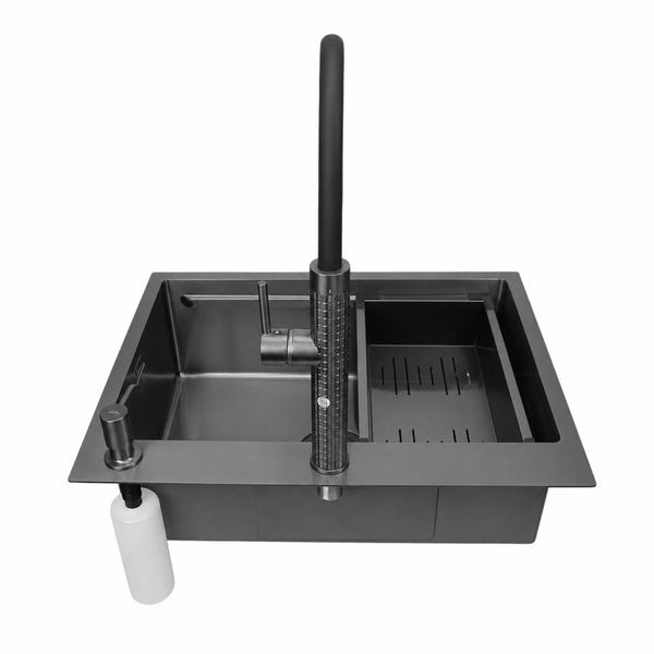 Комплект кухонної мийки 63х50HM PVD Pllen&oacute; Lazio ST05 Grafite SL33894 фото