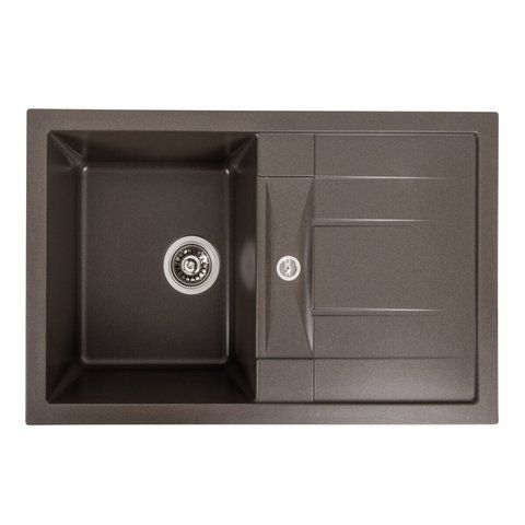 Гранітна мийка для кухні Platinum 7850 TROYA матова Темна скеля 40392 фото