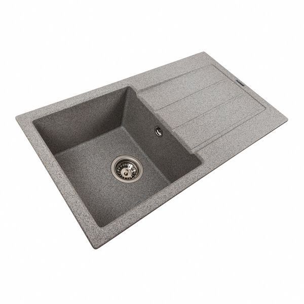 Гранітна мийка для кухні Platinum 7843 SOLID матовий Сірий 42246 фото