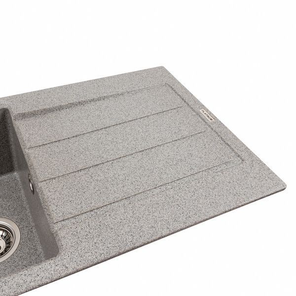 Гранітна мийка для кухні Platinum 7843 SOLID матовий Сірий 42246 фото