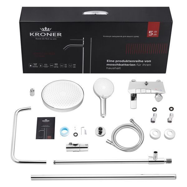 Термостатическая душевая система 2 в 1 Kroner KRP Axis Line Thermo-C0636 SS73794 фото
