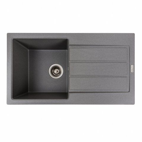Гранітна мийка для кухні Platinum 7843 SOLID матовий Сірий мусон 42248 фото