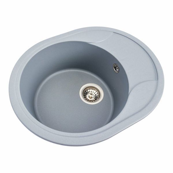 Гранітна мийка для кухні Platinum 5847 ONYX матова (сірий металік) 38973 фото