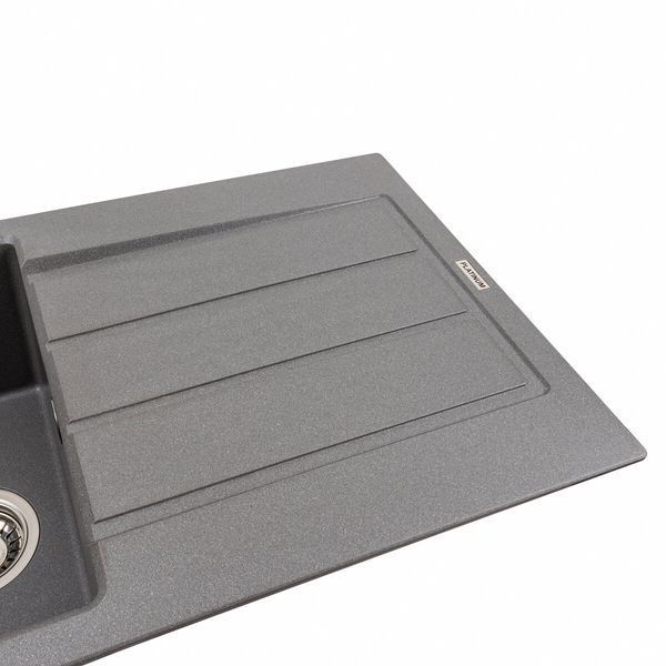 Гранітна мийка для кухні Platinum 7843 SOLID матовий Сірий мусон 42248 фото