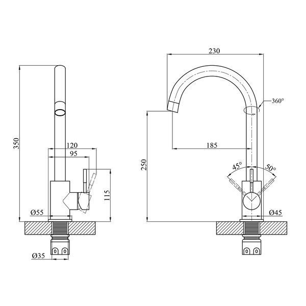 Змішувач для кухні Agua Acero - INOX035NM CV023289 фото