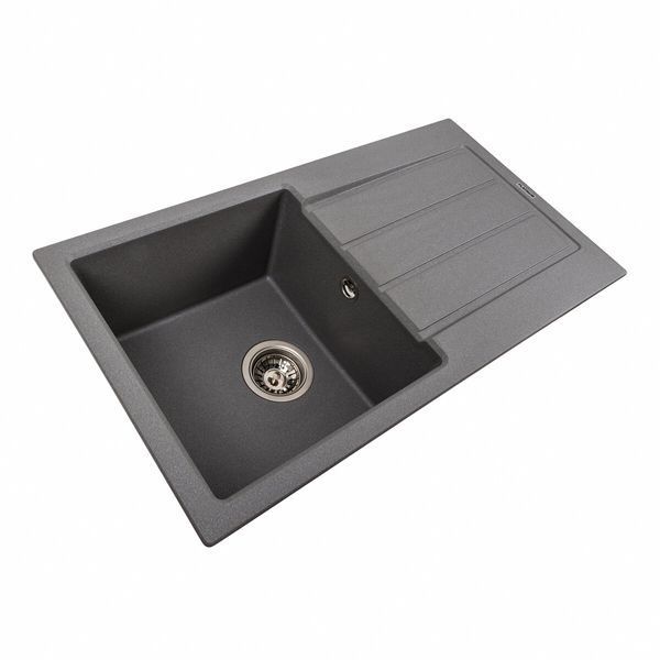 Гранітна мийка для кухні Platinum 7843 SOLID матовий Сірий мусон 42248 фото