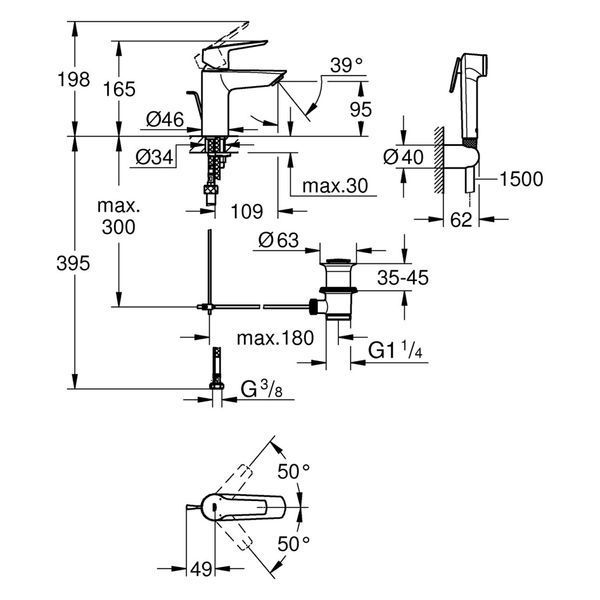 Комплект инсталляции GROHE Solido Hygienic Set 5-в-1 SL33255 фото