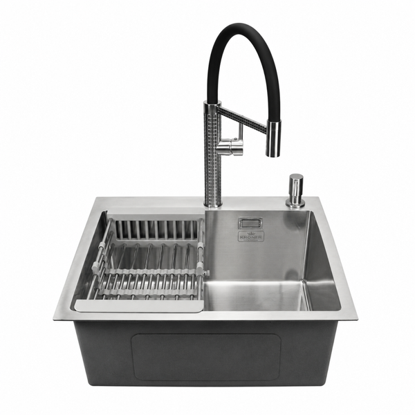 Комплект кухонної мийки Kroner KRP Geb&uuml;rstet 50х50HM ST15 BLK SL43895 фото