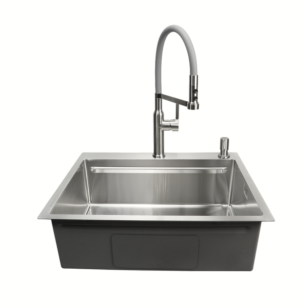 Комплект кухонной мойки Kroner KRP Geb&uuml;rstet 63х50HM ST17 GRA SL43730 фото