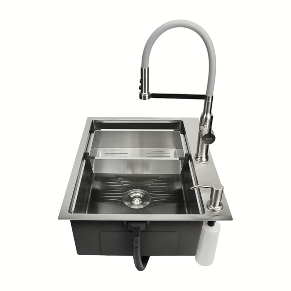 Комплект кухонной мойки Kroner KRP Geb&uuml;rstet 63х50HM ST17 GRA SL43730 фото