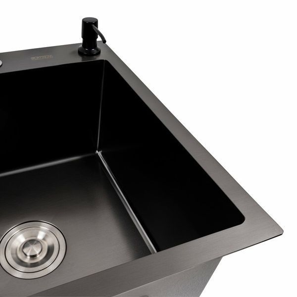 Кухонна мийка CM 65*50 R PVD чорна Platinum Handmade (круглий сифон 3.0/0.8) 44562 фото