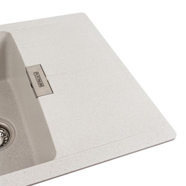 Гранітна мийка для кухні Platinum 6250 ZIRKONE матова біла в крапку 41584 фото