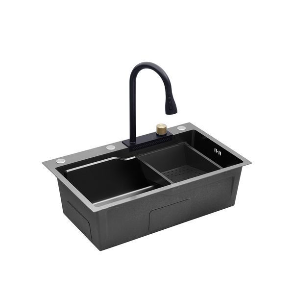 Комплект кухонной мойки Kroner KRP Schwarze - SET7546HM PVD ST02277 фото