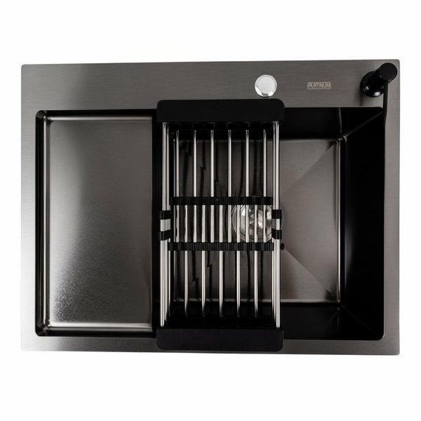 Кухонна мийка CM 65*50 R PVD чорна Platinum Handmade (круглий сифон 3.0/0.8) 44562 фото