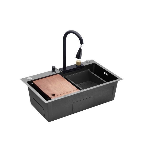 Комплект кухонной мойки Kroner KRP Schwarze - SET7546HM PVD ST02277 фото
