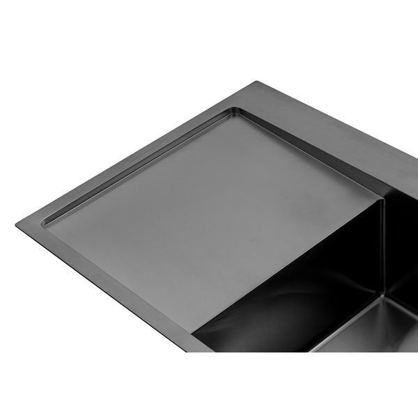 Комплект кухонної мийки Kroner KRP Schwarze 78х49HM PVD ST07 Grafite SL44792 фото