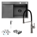 Комплект кухонної мийки Kroner KRP Schwarze 78х49HM PVD ST07 Grafite SL44792 фото 1