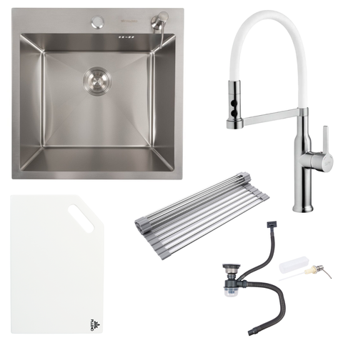 Комплект кухонної мийки Valeso 50х50HM WHI16 Kitchen Line SL73541 фото