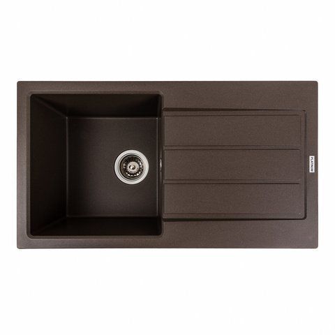 Гранітна мийка для кухні Platinum 7843 SOLID матова Темна скеля 42249 фото