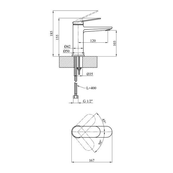 Змішувач для раковини Kroner Element 211110-3801 CV035941 фото