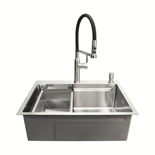Комплект кухонної мийки Kroner KRP Geb&uuml;rstet 63х50HM ST04 BLK SL43711 фото