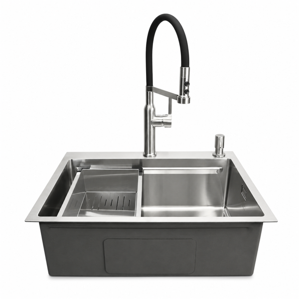 Комплект кухонної мийки Kroner KRP Geb&uuml;rstet 63х50HM ST04 BLK SL43711 фото