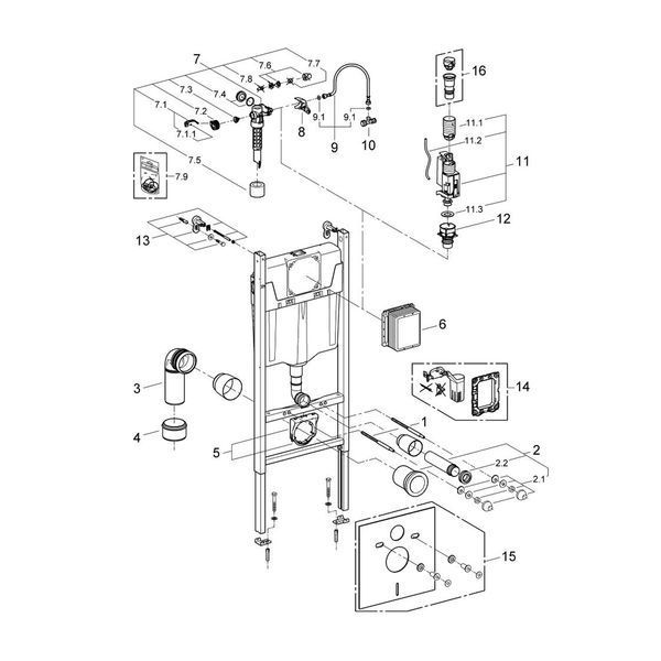 Комплект 4 в 1: Инсталляция Grohe Solido 2 в 1 38971000 + Панель смыва для унитаза Grohe Even 389662430 + Унитаз подвесной безобедочный Kroner Harz WHI483632 TORNADO с сидением Slim Duroplast /Soft (38971966243KH48T) CV036760 фото