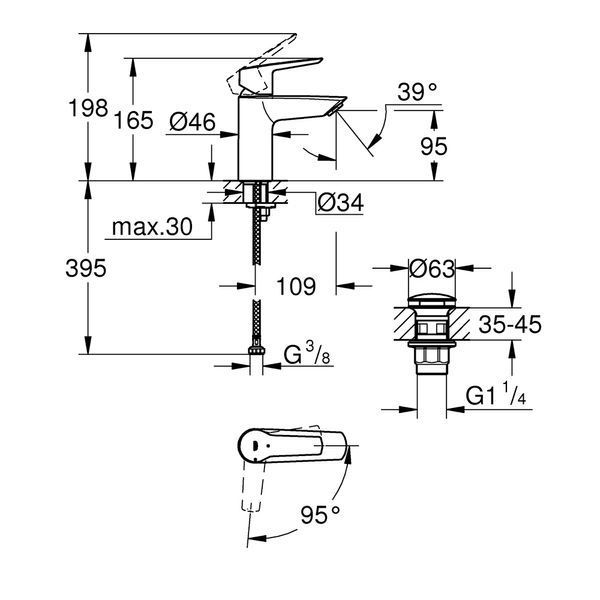 Смеситель для раковины Grohe QuickFix Start S-Size 235512432 CV031143 фото