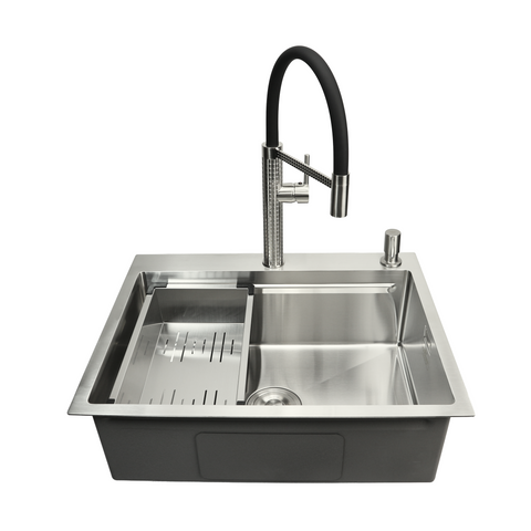Комплект кухонної мийки Kroner KRP Geb&uuml;rstet 63х50HM ST15 BLK SL43832 фото