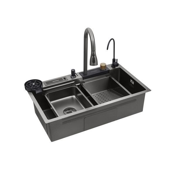 Кухонная мойка Kroner KRP Schwarze - SET7545NB PVD (3.0/0.8 мм) CV033805 фото