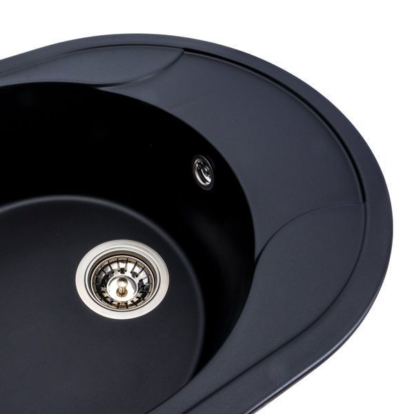 Гранітна мийка для кухні Platinum 5847 ONYX матова (чорна) 38976 фото