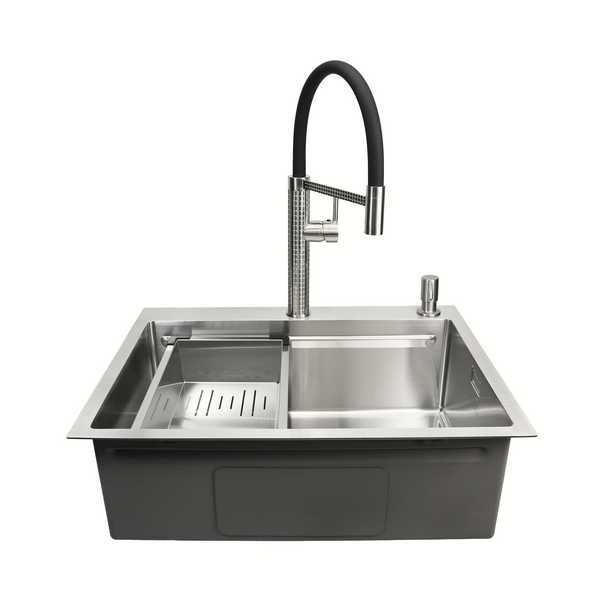 Комплект кухонної мийки Kroner KRP Geb&uuml;rstet 63х50HM ST15 BLK SL43832 фото