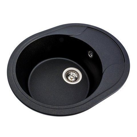 Гранітна мийка для кухні Platinum 5847 ONYX матова (чорна Gold) 38977 фото