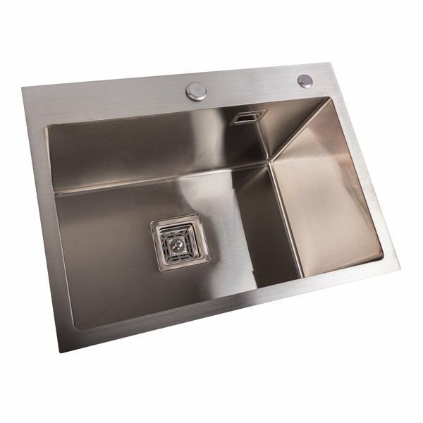 Кухонная мойка Platinum Handmade HSB 580х430х220 (квадратный сифон, 3.0/1.0) 36727 фото