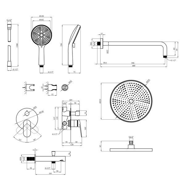 Душова система Kroner Element 211335A-0101 CV036004 фото
