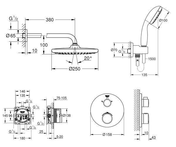 Душова система Grohtherm (26416SC0), Grohe 26416SC0 фото