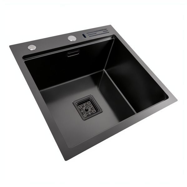 Кухонна мийка 50*50 PVD чорна Platinum Handmade з підставкою для ножів 41546 фото