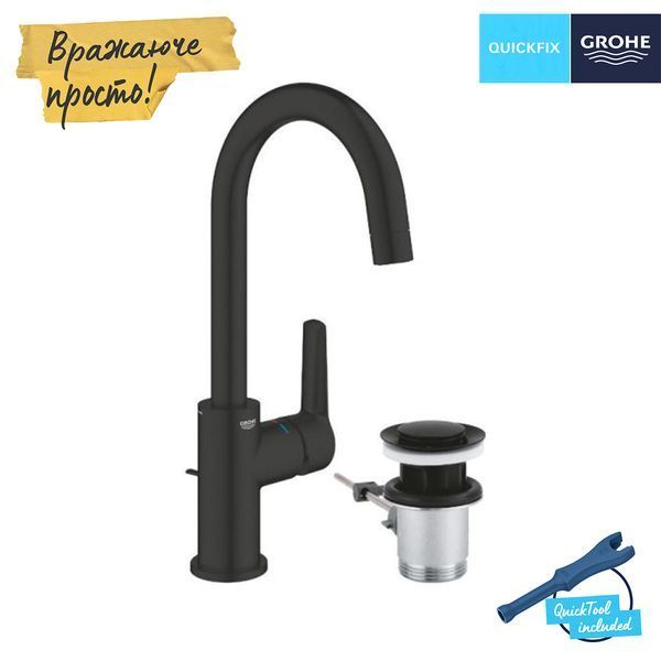 Смеситель для раковины Grohe QuickFix Start L-Size 242032432 с донным клапаном CV036261 фото