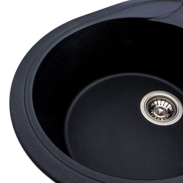 Гранітна мийка для кухні Platinum 5847 ONYX матова (чорний металік) 38978 фото
