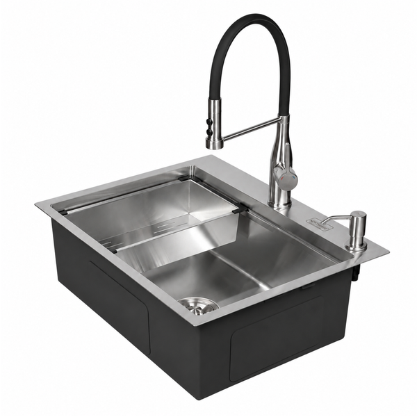 Комплект кухонної мийки Kroner KRP Geb&uuml;rstet - 6350HM C03111BLK ST319564 фото