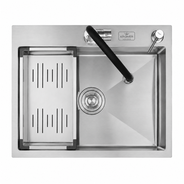 Комплект кухонної мийки Kroner KRP Geb&uuml;rstet - 6350HM C03111BLK ST319564 фото