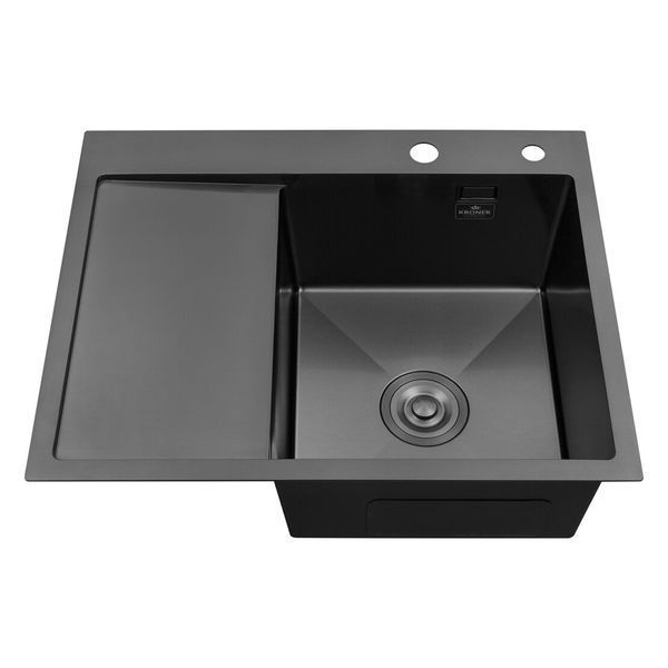 Комплект кухонної мийки Kroner KRP Schwarze 6350RHM PVD ST06 nero SL42155 фото