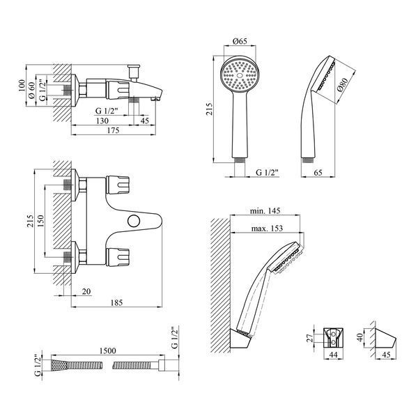 Смеситель для ванны Kroner KRM Regen - C060 CV016433 фото
