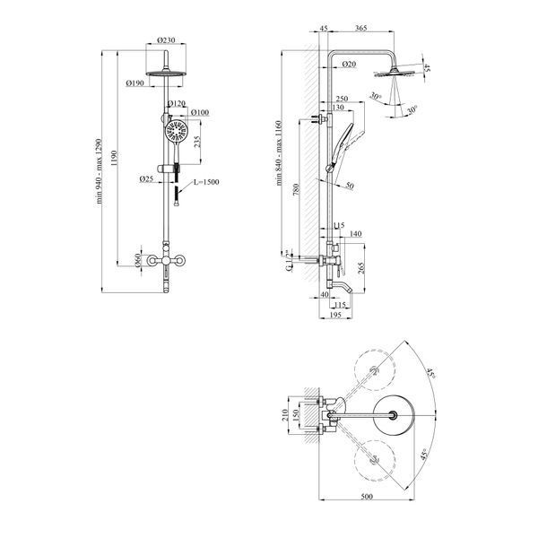 Душевая система Kroner KRP Edelstahl Klassisch - SCH063 CV025650 фото