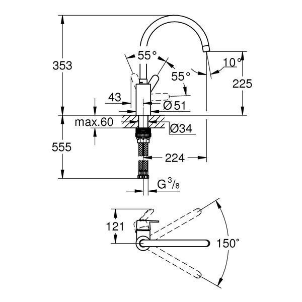 Змішувач для кухні Grohe QuickFix Get 31494001 CV030572 фото