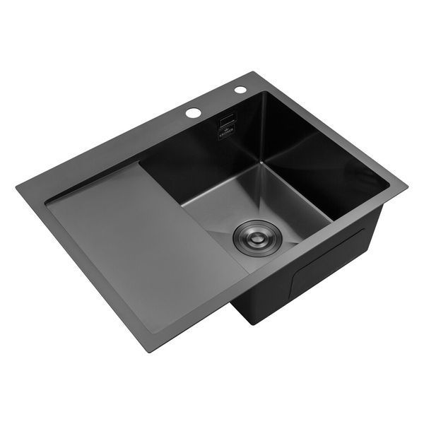 Комплект кухонної мийки Kroner KRP Schwarze 6350RHM PVD ST06 nero SL42155 фото