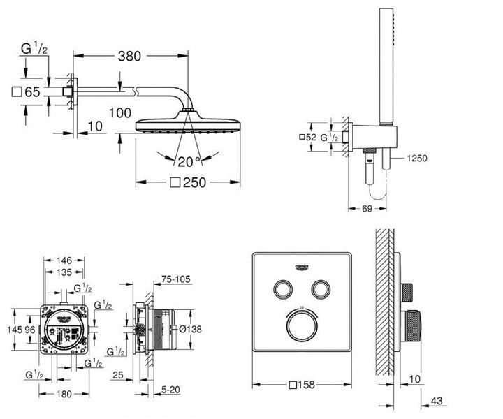 Душова система Grohtherm SmartControl (26415SC1), Grohe 26415SC1 фото