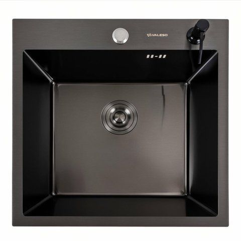 Кухонная мойка 50*50 PVD черная Platinum Handmade (сифон круглый, 3.0/1.5) 45349 фото