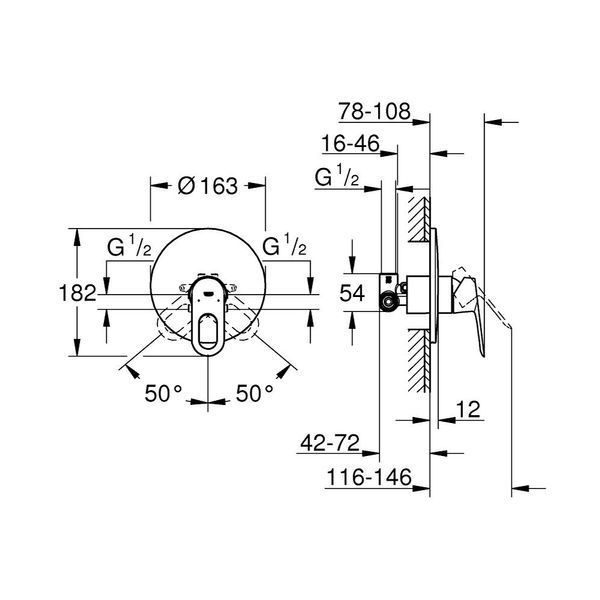 Змішувач прихованого монтажу для душу Grohe Bauloop 29080000 CV031170 фото